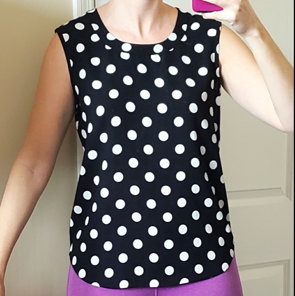 Anne Klein Polka Dot U-Neck Blouse - Picture 11 of 11